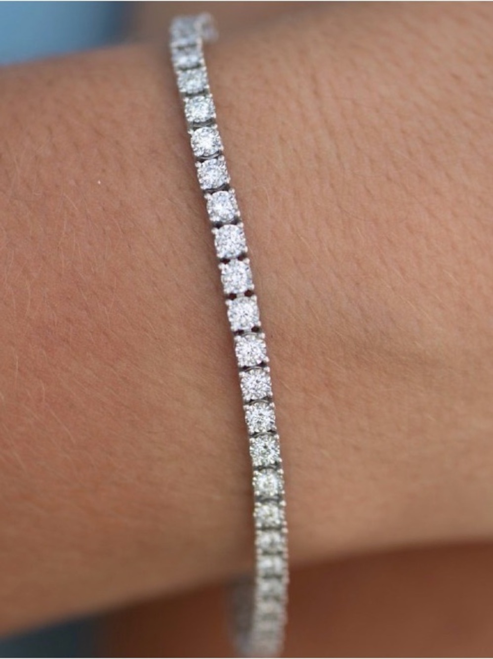 Lab Diamond Tennis Bracelet Solid Silver-Brand New- Certified